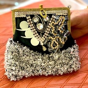 Antique black evening back